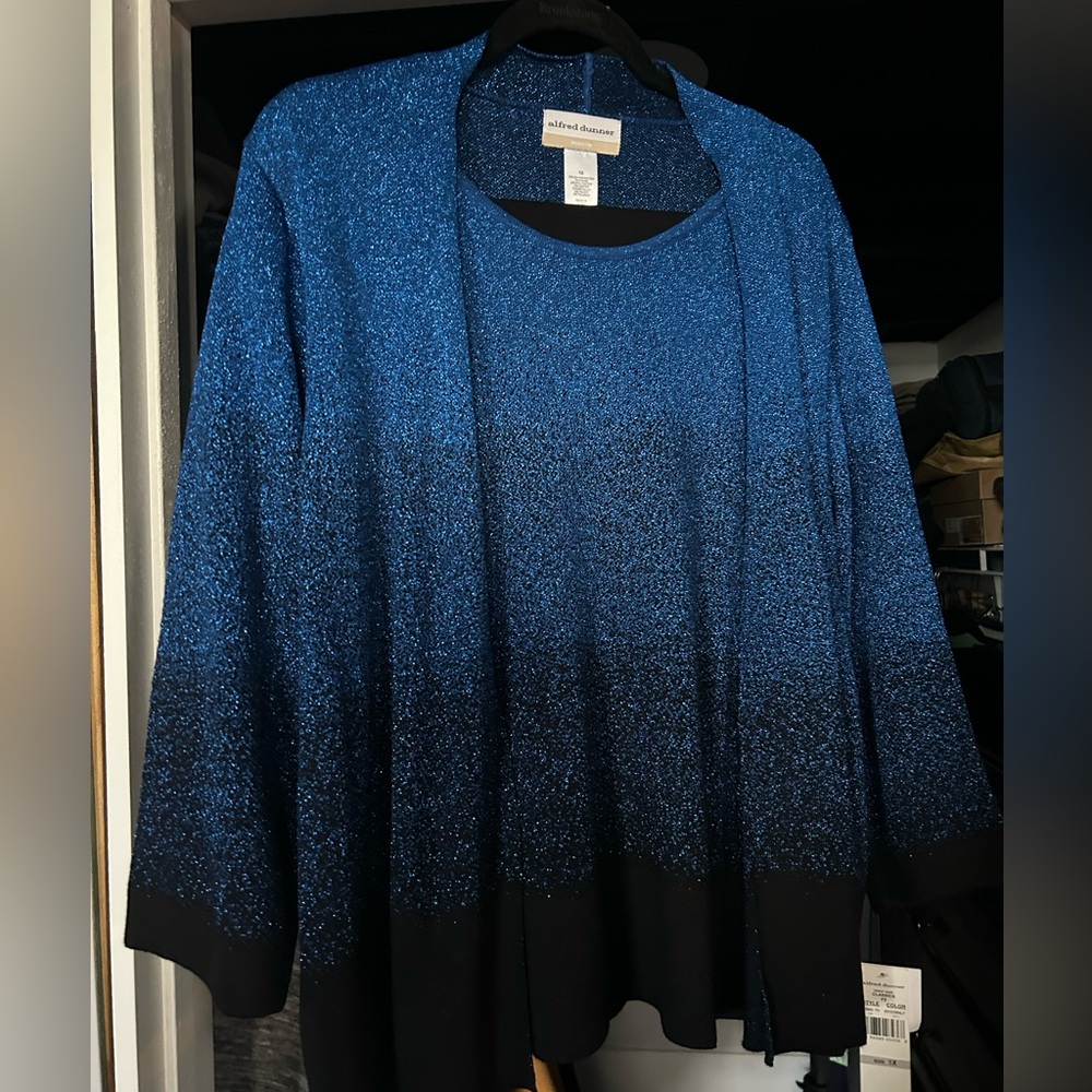 black/blue glittered cardigan